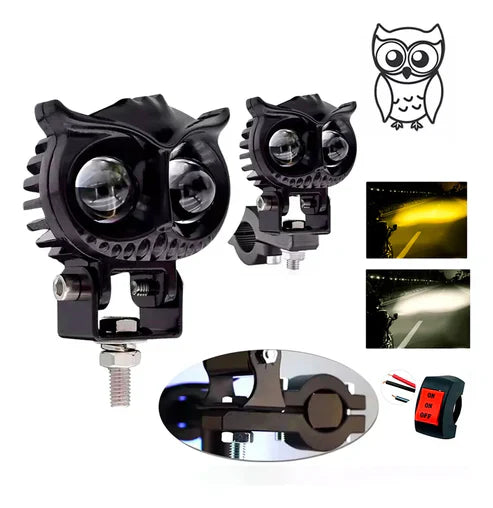 Par Exploradoras Turbo Led Búho Doble Color Carro y Moto LLEVA SUICHE GRATIS