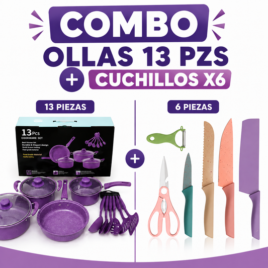 Combo Ollas 13 Piezas + Cuchillos